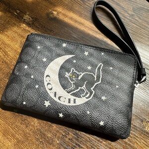 Coach Corner Zip Wristlet In Signature Canvas With Halloween Graphic